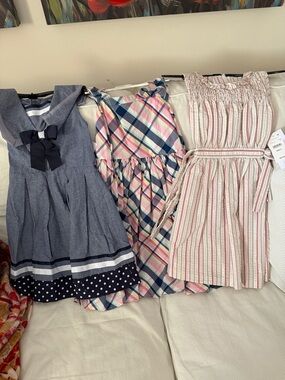 Gymboree Navy Blue, Pink, White and Cream Girls' Casual Dresses Lot